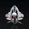 Bague 51 Bague Art déco en ors rose et blanc, perle et saphirs 58 Facettes 22-569