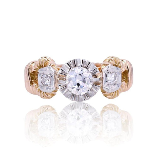 Bague 52 Bague solitaire vintage en or jaune 18 carats et diamants 58 Facettes 22-511