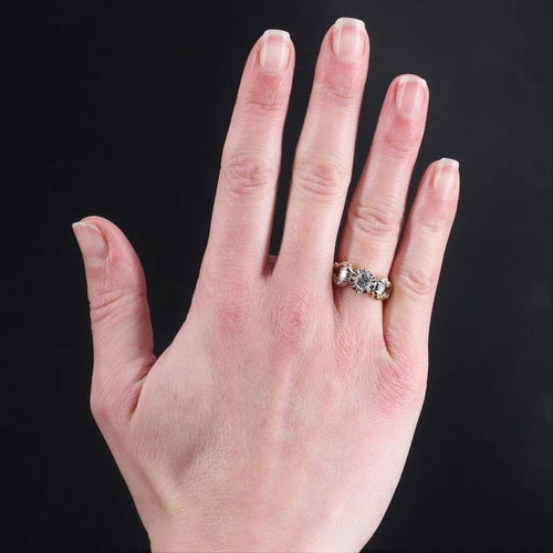 Bague 52 Bague solitaire vintage en or jaune 18 carats et diamants 58 Facettes 22-511