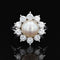 Bague 53 Bague marguerite flocon en or blanc 18 carats, perle et diamants 58 Facettes 22-516