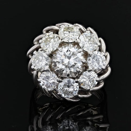 Bague 52 Bague marguerite en or blanc et platine sertie de diamants 58 Facettes 22-410
