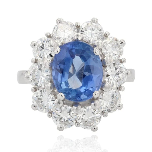 Bague 52 Bague marguerite ancienne en or blanc avec saphir et diamants 58 Facettes 22-205