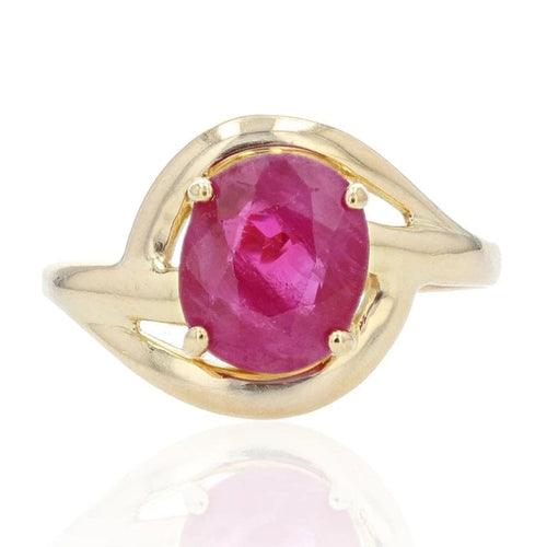 Bague 57 Bague tourbillon en or jaune 18 carats avec rubis ovale 58 Facettes 22-249