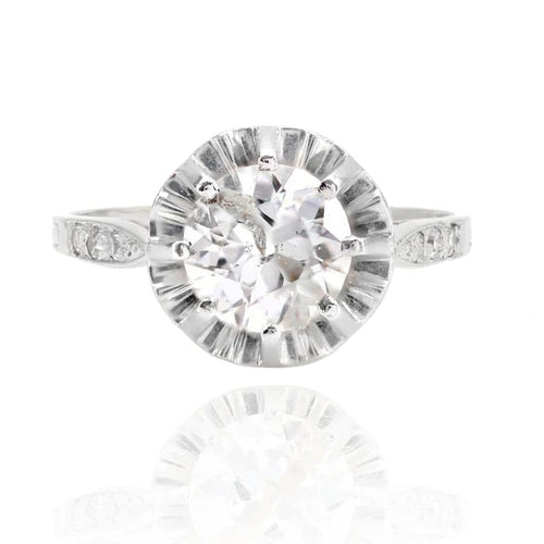 Bague 57 Bague solitaire ancienne en platine avec diamants 58 Facettes 22-245