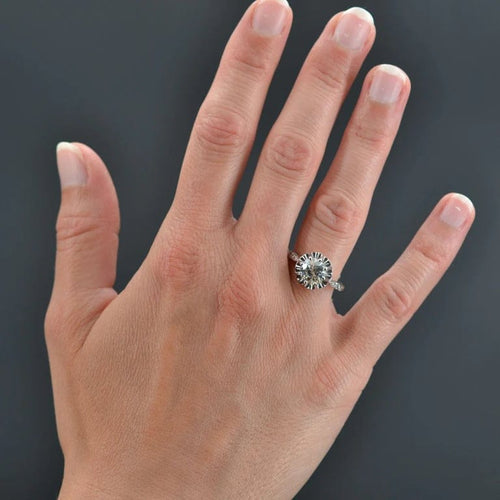 Bague 57 Bague solitaire ancienne en platine avec diamants 58 Facettes 22-245