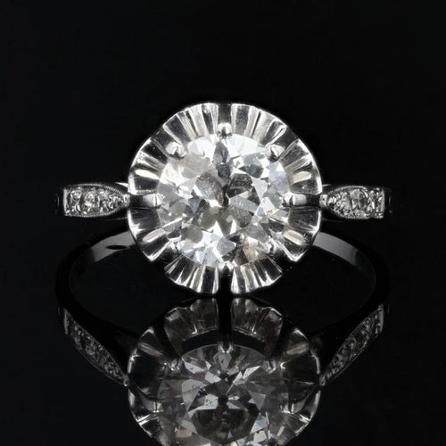 Bague 57 Bague solitaire ancienne en platine avec diamants 58 Facettes 22-245