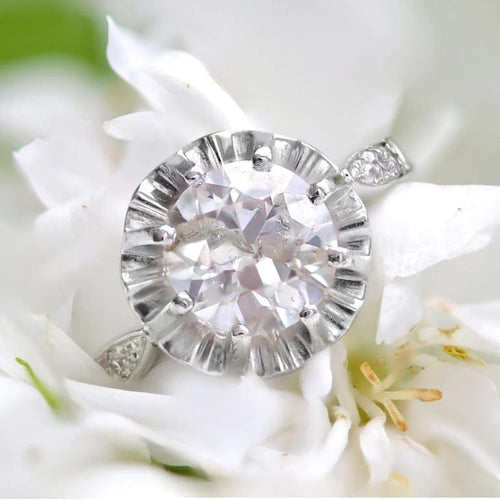 Bague 57 Bague solitaire ancienne en platine avec diamants 58 Facettes 22-245