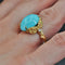 Bague 53 Bague feuillagée en or jaune 18 carats, turquoise et diamants 58 Facettes ANTURCH
