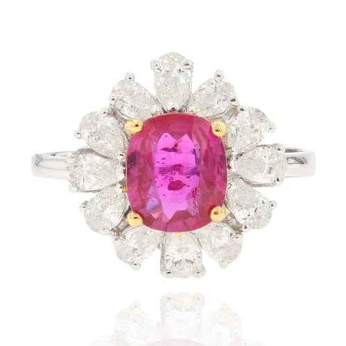 Bague 53 Bague fleur en or blanc 18 carats avec saphir rose et diamants 58 Facettes 22-236