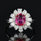 Bague 53 Bague fleur en or blanc 18 carats avec saphir rose et diamants 58 Facettes 22-236