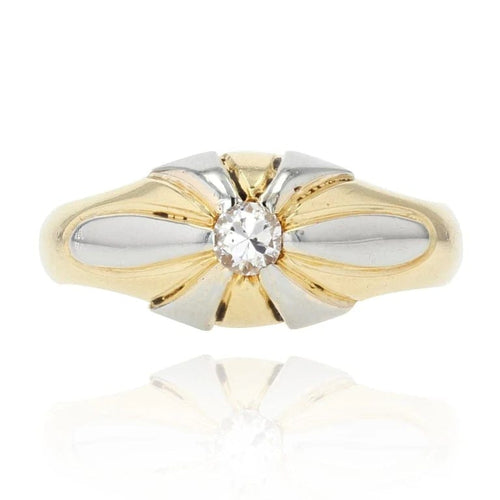 Bague 55 Bague jonc en or jaune et platine avec diamant 58 Facettes 22-029