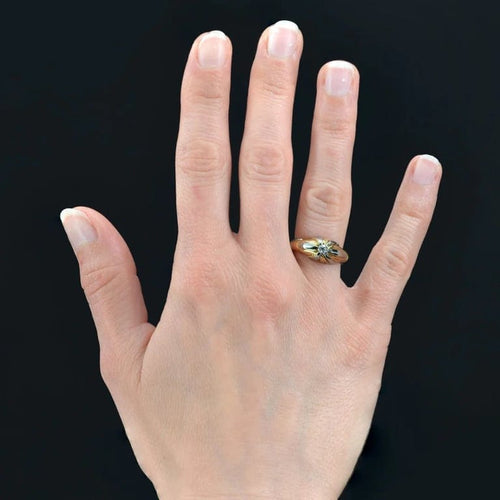 Bague 55 Bague jonc en or jaune et platine avec diamant 58 Facettes 22-029