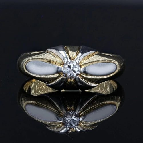Bague 55 Bague jonc en or jaune et platine avec diamant 58 Facettes 22-029