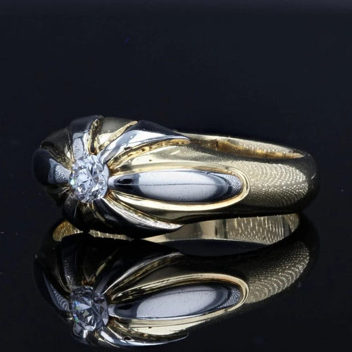 Bague 55 Bague jonc en or jaune et platine avec diamant 58 Facettes 22-029