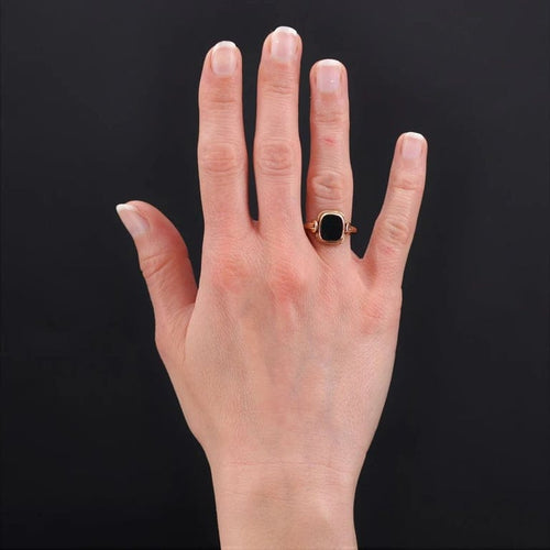 Bague 54 Bague ancienne en or jaune 18 carats et jaspe sanguin 58 Facettes 22-059