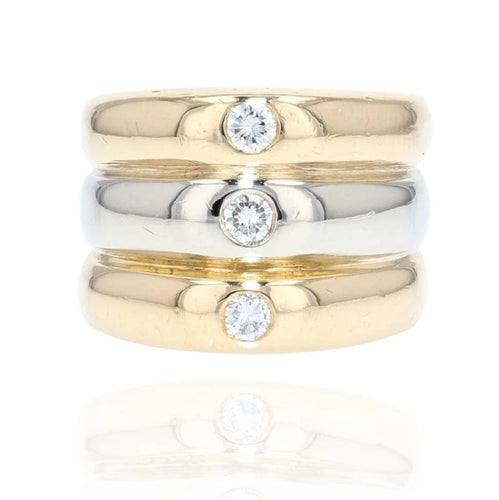 Bague 53 Bague jonc trois ors 18 carats et 3 diamants 58 Facettes 22-004