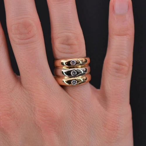 Bague 53 Bague jonc trois ors 18 carats et 3 diamants 58 Facettes 22-004