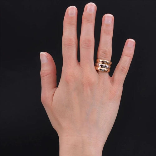 Bague 53 Bague jonc trois ors 18 carats et 3 diamants 58 Facettes 22-004