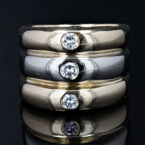 Bague 53 Bague jonc trois ors 18 carats et 3 diamants 58 Facettes 22-004