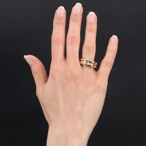 Bague 61 Bague jonc double en or jaune 18 carats et diamant 58 Facettes 22-005