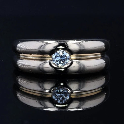 Bague 61 Bague jonc double en or jaune 18 carats et diamant 58 Facettes 22-005