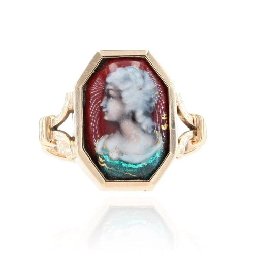 Bague 47 Bague ancienne en or jaune 18 carats et émail de Limoges 58 Facettes 21-566