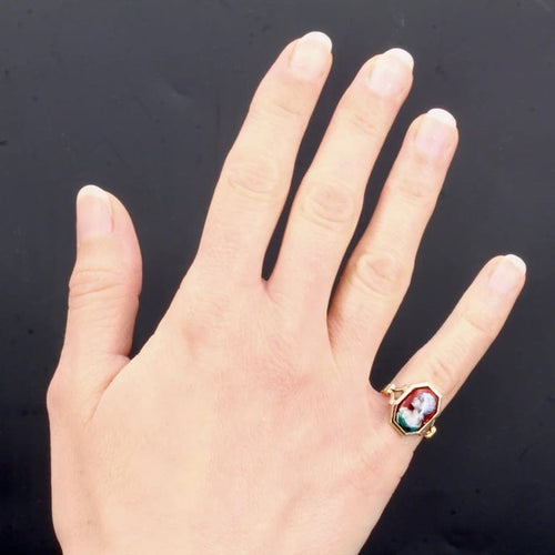 Bague 47 Bague ancienne en or jaune 18 carats et émail de Limoges 58 Facettes 21-566