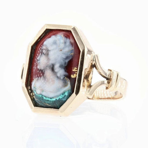 Bague 47 Bague ancienne en or jaune 18 carats et émail de Limoges 58 Facettes 21-566