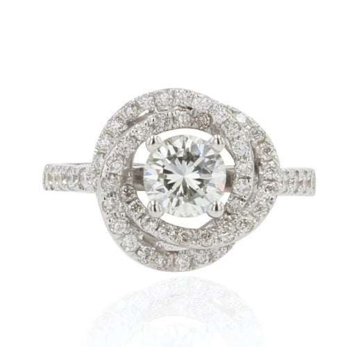 Bague 50 Bague fleur en or blanc 18 carats et diamants 58 Facettes 21-722