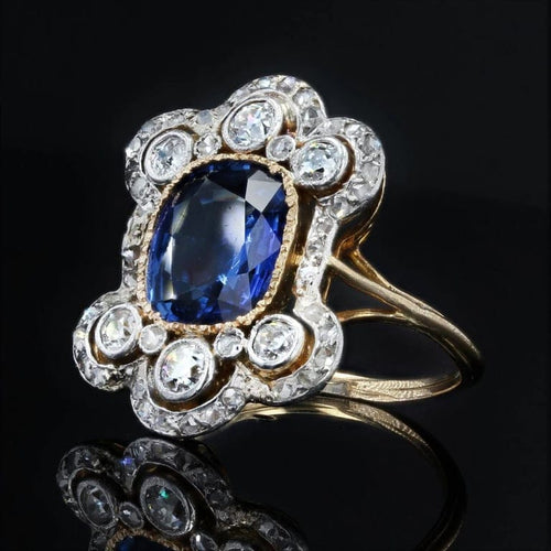 Bague 51 Bague Napoléon III en or jaune 18 carats, saphir et diamants 58 Facettes 21-370