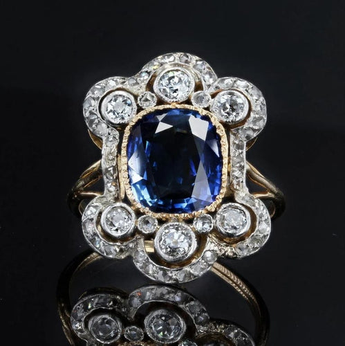 Bague 51 Bague Napoléon III en or jaune 18 carats, saphir et diamants 58 Facettes 21-370