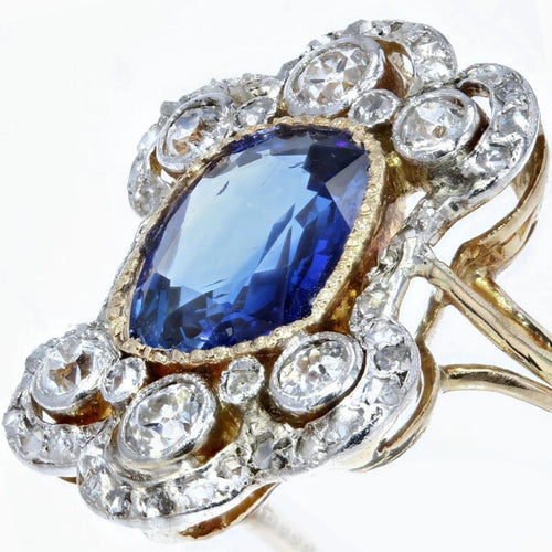 Bague 51 Bague Napoléon III en or jaune 18 carats, saphir et diamants 58 Facettes 21-370
