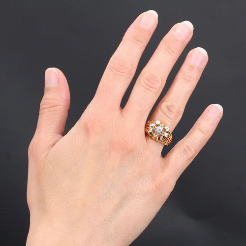 Bague 55 Bague vintage ajourée en or jaune 18 carats et diamant 58 Facettes 21-340B