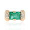Bague 54 Bague Art déco en or rose avec émeraude et diamants 58 Facettes 21-549