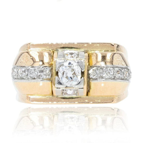 Bague 54 Bague tank vintage en or jaune et platine avec diamants 58 Facettes 21-307