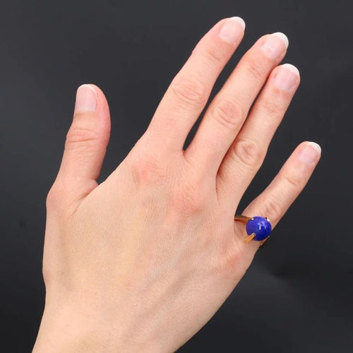 Bague 49 Bague vintage en or jaune 18 carats et lapis-lazuli 58 Facettes 21-718