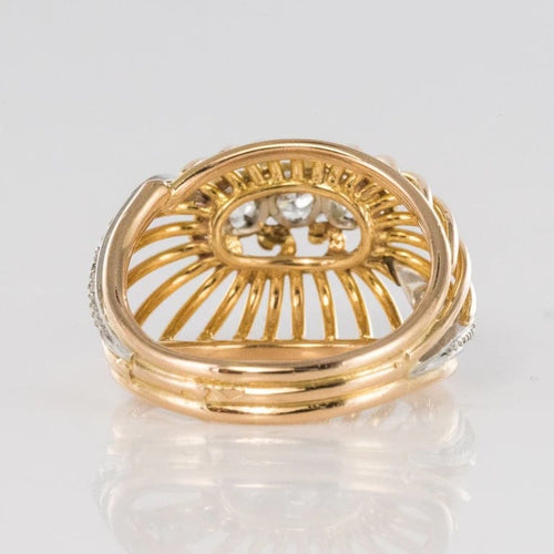 Bague 54 Bague dôme en or jaune 18 carats, platine et diamants 58 Facettes 20-031-55