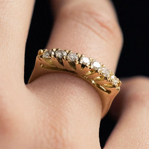 Bague 51 Bague jarretière en or jaune 18 carats et diamants 58 Facettes 19-339A-52