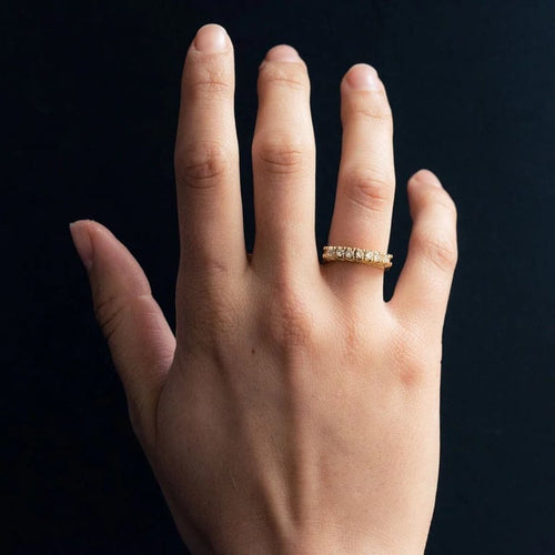 Bague 51 Bague jarretière en or jaune 18 carats et diamants 58 Facettes 19-339A-52