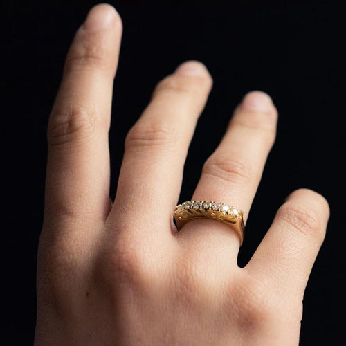 Bague 51 Bague jarretière en or jaune 18 carats et diamants 58 Facettes 19-339A-52