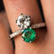 Bague 56 Bague toi et moi en platine avec émeraude et diamants 58 Facettes 19-438-51