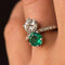 Bague 56 Bague toi et moi en platine avec émeraude et diamants 58 Facettes 19-438-51