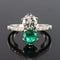 Bague 56 Bague toi et moi en platine avec émeraude et diamants 58 Facettes 19-438-51