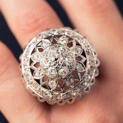 Bague 53 Bague cocktail en or blanc 18 carats et diamants 58 Facettes 19-588-51