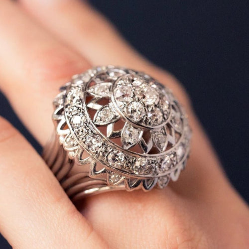 Bague 53 Bague cocktail en or blanc 18 carats et diamants 58 Facettes 19-588-51