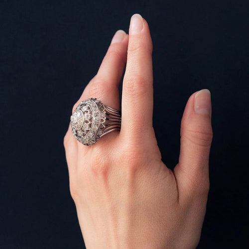 Bague 53 Bague cocktail en or blanc 18 carats et diamants 58 Facettes 19-588-51