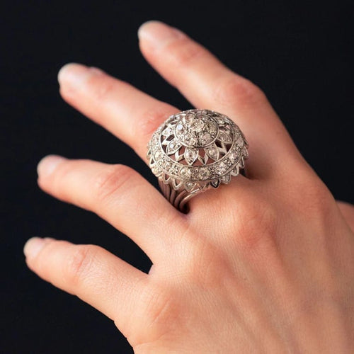 Bague 53 Bague cocktail en or blanc 18 carats et diamants 58 Facettes 19-588-51