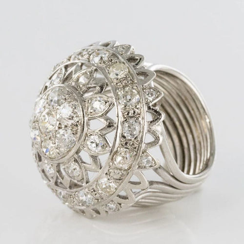 Bague 53 Bague cocktail en or blanc 18 carats et diamants 58 Facettes 19-588-51