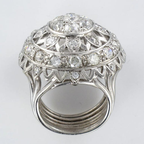 Bague 53 Bague cocktail en or blanc 18 carats et diamants 58 Facettes 19-588-51