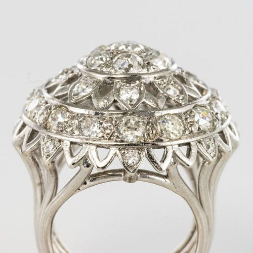 Bague 53 Bague cocktail en or blanc 18 carats et diamants 58 Facettes 19-588-51